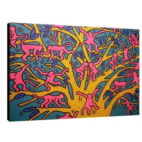 Bild Keith Haring Art. 13 cm 50x70 Kostenloser Transport Druck auf Leinwand das gemalde ist fertig zum aufhangen