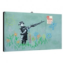 Quadro Banksy Art. 02 cm 35x50 Trasporto Gratis intelaiato pronto da appendere Stampa su tela Canvas