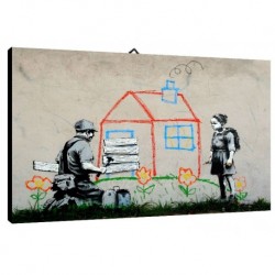 Quadro Banksy Art. 04 cm 50x70 Trasporto Gratis intelaiato pronto da appendere Stampa su tela Canvas