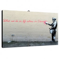 Quadro Banksy Art. 08 cm 35x50 Trasporto Gratis intelaiato pronto da appendere Stampa su tela Canvas