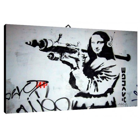 Quadro Banksy Art. 09 cm 70x100 Trasporto Gratis intelaiato pronto da appendere Stampa su tela Canvas