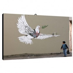 Quadro Banksy Art. 12 cm 35x35 Trasporto Gratis intelaiato pronto da appendere Stampa su tela Canvas