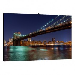 Bild Ponte di Brooklyn notturno Art. 05 cm 35x50 Kostenloser Transport Druck auf Leinwand das gemalde ist fertig zum aufhangen