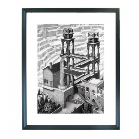 Quadro Escher cod. 01  cm. 40x50 pronto da appendere con passepartout  comprensivo di cornice, gancio e plexiglass