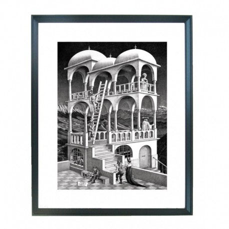 Quadro Escher cod. 08  cm. 40x50 pronto da appendere con passepartout  comprensivo di cornice, gancio e plexiglass