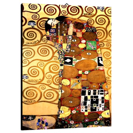 Bild klimt L'Abbraccio cm 35x50 Kostenloser Transport Druck auf Leinwand das gemalde ist fertig zum aufhangen