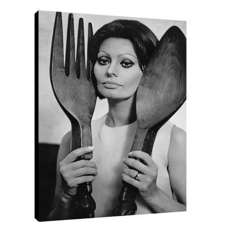 Bild Mangiaspaghetti Art. 37 Sofia Loren cm 35x50 Kostenloser Transport Druck auf Leinwand das gemalde ist fertig zum aufhangen