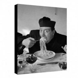 Bild Mangiaspaghetti Art. 56 Don Camillo cm 35x50 Kostenloser Transport Druck auf Leinwand das gemalde ist fertig zum aufhangen