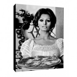 Bild Mangiaspaghetti Art. 35 Sofia Loren cm 50x70 Kostenloser Transport Druck auf Leinwand das gemalde ist fertig zum aufhangen