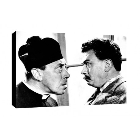 Quadro Cinema Beppone e Don Camillo art 01 cm 35x50 Trasporto Gratis intelaiato pronto da appendere tela Canvas