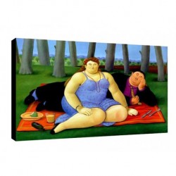 Quadro Botero Art. 37 cm 70x100 Picnic Trasporto Gratis intelaiato pronto da appendere Stampa su tela Canvas