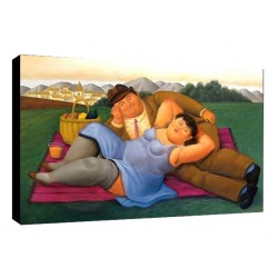 Quadro Botero Art. 43 cm 70x100 Picnic Trasporto Gratis intelaiato pronto da appendere Stampa su tela Canvas