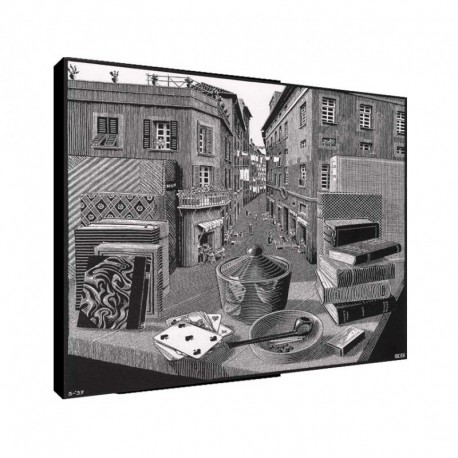 Quadro Escher Art. 33 cm 70x70 Trasporto Gratis intelaiato pronto da appendere Stampa su tela Canvas