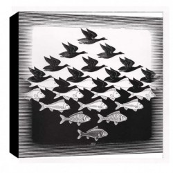 Quadro Escher Art. 38 cm 35x35 Trasporto Gratis intelaiato pronto da appendere Stampa su tela Canvas