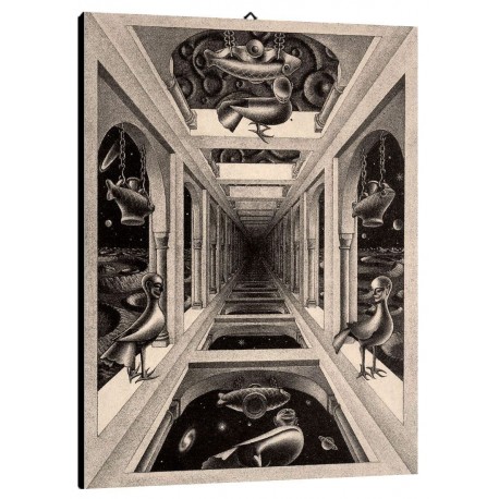 Quadro Escher Art. 55 cm 35x50 Trasporto Gratis intelaiato pronto da appendere Stampa su tela Canvas