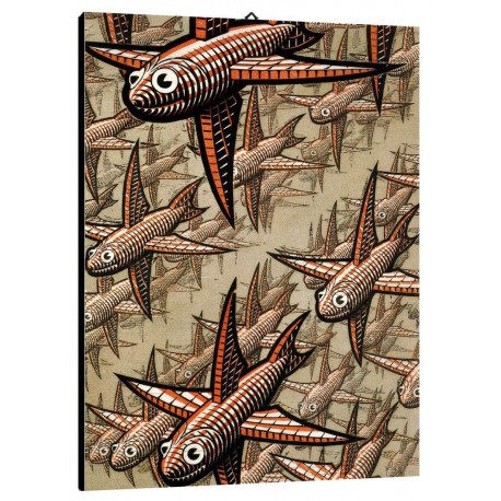 Quadro Escher Art. 57 cm 70x70 Trasporto Gratis intelaiato pronto da appendere Stampa su tela Canvas