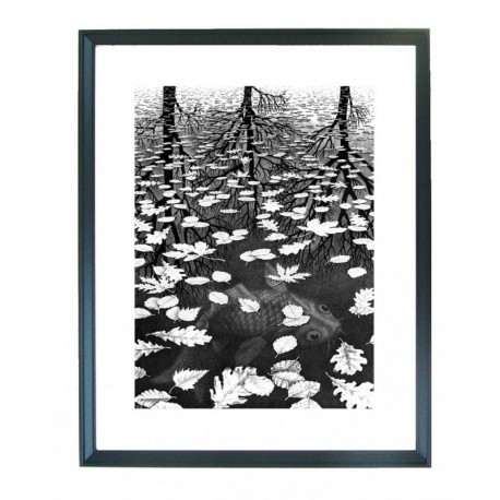 Quadro Escher cod. 10  cm. 40x50 pronto da appendere con passepartout  comprensivo di cornice, gancio e plexiglass