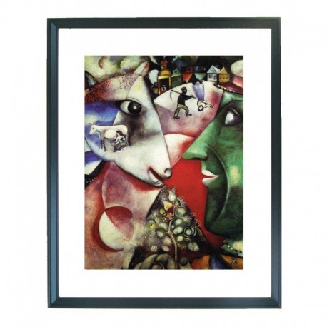 Quadro Chagall cod. 10 cm. 40x50 pronto da appendere con passepartout  comprensivo di cornice, gancio e plexiglass