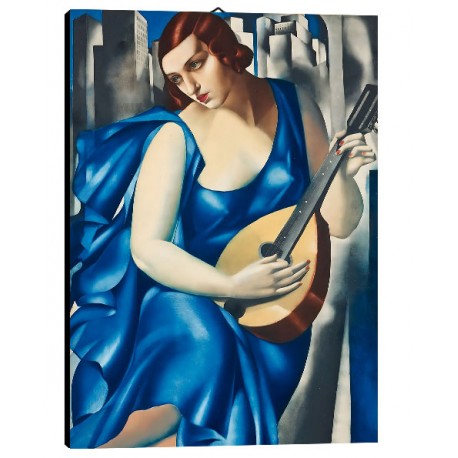 Quadro Lempicka Art. 27 Donna con mandolino cm 35x50 Trasporto Gratis intelaiato pronto da appendere Stampa su tela Canvas